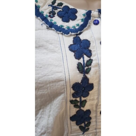 NEW FREE PEOPLE MORE TO COME EMBROIDERED LONG SLEEVE IVORY MINI DRESS LARGE - Picture 8 of 13